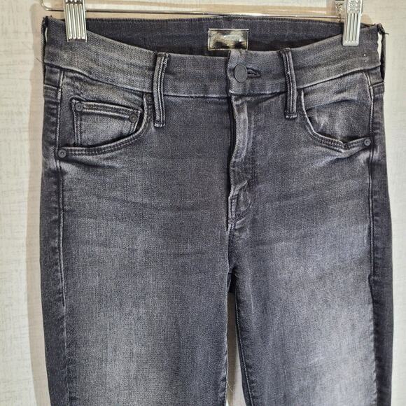 Mother The Looker Jeans Womens 24 Black Dark Wash Cat Got Your Tongue Denim - Picture 2 of 14